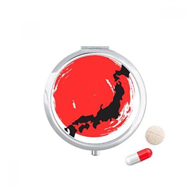 Imagem de Caixa de comprimidos de bolso abstrata para viagem japonesa, caixa de armazenamento de medicamentos, dispensador de espelho para presente
