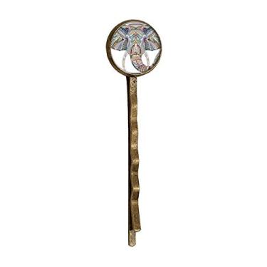 Imagem de Chapéu estilo mosaico com design de elefante colorido retrô de metal