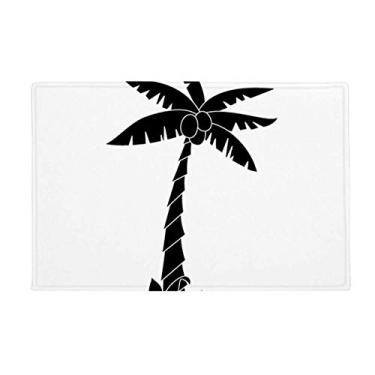 Imagem de DIYthinker Plant Coconut Tree Tapete de porta de banheiro antiderrapante com contorno preto