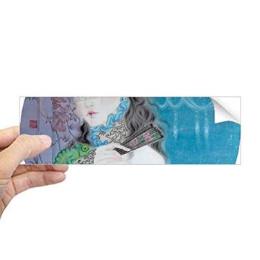 Imagem de DIYthinker Decalque de janela azul clássico menina estilo chinês aquarela retangular para-choque adesivo notebook