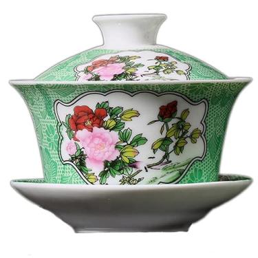 Imagem de PAYNAN Xícara de chá de cerâmica chinesa pintada à mão Gaiwan de 240 ml feita à mão