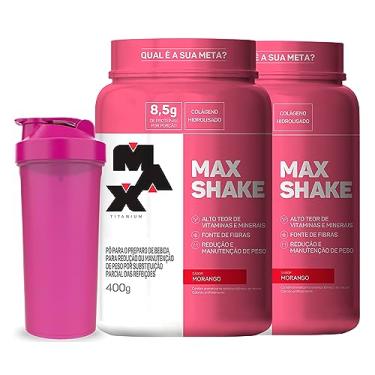 Imagem de KIT 2x Max Shake 400g CADA + Coqueteleira - Max Titanium (Morango)