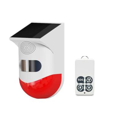 Imagem de Sensor de movimento infravermelho sem fio movido a energia solar 433MHz Detector de sirene estroboscópica 120dB Alarme à prova d'água Sensor PIR