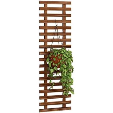 Imagem de Suporte de madeira para plantador de parede, estrutura de escalada, suporte de exibição suculento pendurado vertical, cerca, prateleira de flores, decorações de parede para varanda, jardim,