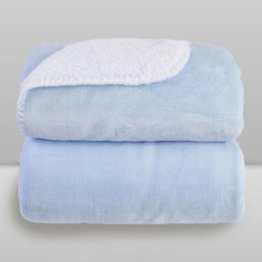 Imagem de Cobertor Microfibra Plush Com Sherpa Azul - Laço Bebê