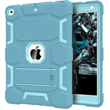 Imagem de Capa CCMAO para iPad 9ª/8ª/7ª geração, 10.2” 2021/2020/2019, com suporte, resistente, à prova de choque, híbrida, protetora com três camadas, azul+verde