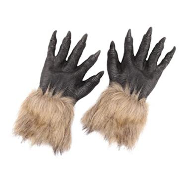 Imagem de 2 peças luvas de lobo de Halloween decoração de animais luvas de lobo cosplay luvas assustadoras fantasia de lobisomem acessórios de maquiagem luvas dreses luvas de Halloween assustadoras garras emuls
