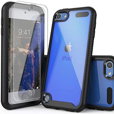 Imagem de IDYStar Capa para iPod Touch 7ª geração, 2 em 1 à prova de choque com 2 protetores de tela HD, híbrida resistente para iPod Touch 5/6/7ª geração, preta