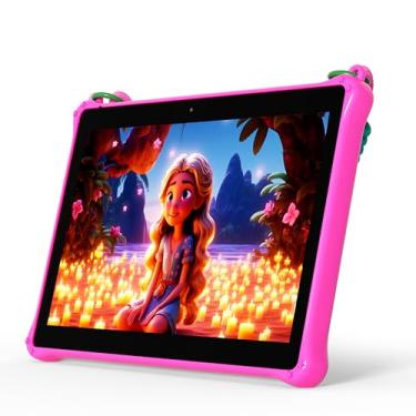 Imagem de PRITOM Tablet infantil de 10 polegadas Android 13 com cordão de 64 GB, Quad-Core, tela HD IPS, WiFi, câmera dupla, tablet infantil para crianças maiores de idade (rosa)