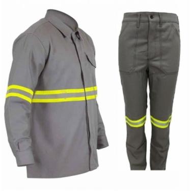 Imagem de Uniforme de trabalho eletricista NR10 Risco 2 camisa e calça Cinza com