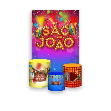Imagem de Painel De Festa Vertical 1,50 x 2,20 + Trio De Capas Cilindro - São Jo
