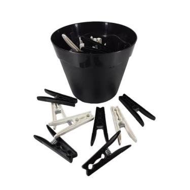 Imagem de Cesto Preto Pregadores De Roupas Plástico Preto Com Branco - Dehaus