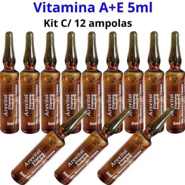 Imagem de Tratamento Capilar Vitamina A+E Arovitel 5ml Kit C/12 Ampolas