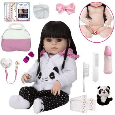 Imagem de Baby Reborn Princesa Panda Cabelo Longo Bolsa Maternidade - Cegonha Re