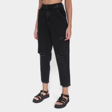 Imagem de Calça Jeans Sawary Slouchy Elastano Feminina, Preto, 36