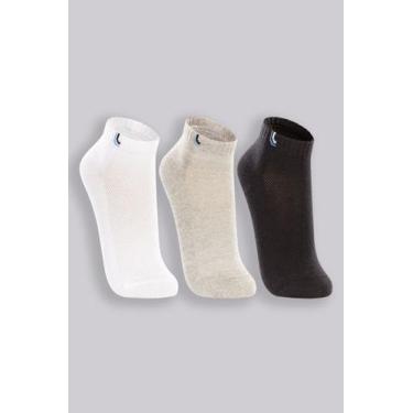 Imagem de Kit 3 Pares de Meia Soquete Cano Baixo Lupo 3225 Branca,Cinza e Preta,