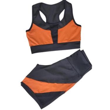 Imagem de Conjunto Fitness Feminino Roupa Academia Short E Top - WM, P, Laranja