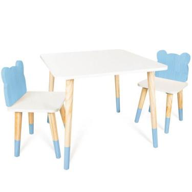 Imagem de Kit Mesa e 2 Cadeiras Infantil Urso - Eita Casa Perfeita, Azul Claro