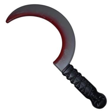 Imagem de Foice de Plástico Realista com Cabo de Caveira Acessório de Mão para F
