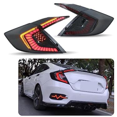 Imagem de Inginuity Time Luzes traseiras de LED para Honda Civic 10ª geração 2016-2021 DRL conjunto de lâmpada traseira de animação (Dragon Scales)