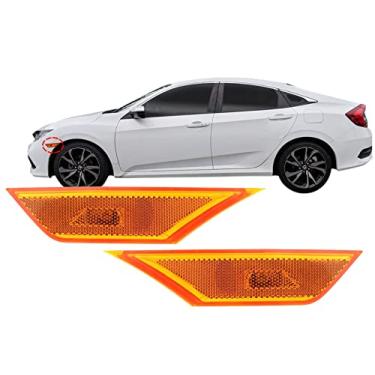 Imagem de Auto Parts Avenue - Luz de Marcador Lateral Frontal Honda Civic 2016-2021 (Sedan, Coupe, Hatchback, Tipo R) - Lâmpada Incluída - Impermeável - Âmbar