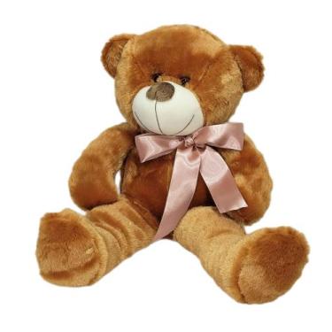 Imagem de Urso leo caramelo, decoração quarto de bebê 50cm - XU BABY, Laço rosé