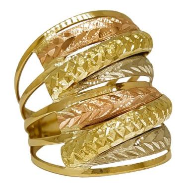 Imagem de Anel Em Ouro 18k 750 4 Meias Canas Com Detalhe Maravilhoso, 16