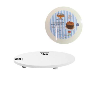 Imagem de TABULEIRO/CAKE BOARD REDONDO MDF 15CM x 6MM COM PÉ - AVARÉ - Tabuleiro