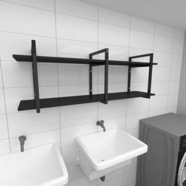 Imagem de Prateleira industrial para lavanderia aço cor preto prateleiras 30 cm 