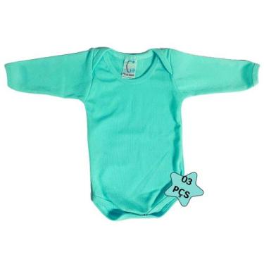Imagem de 03 body infantil bebe manga longa canelado cores sortidas - Jolen Baby