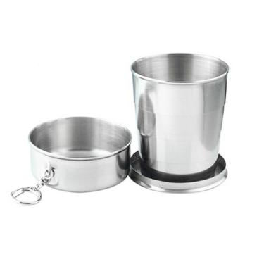 Imagem de Kit 20 Chaveiro Copo Retrátil Dobrável De Aço Inox 250ml Viagem - ATT