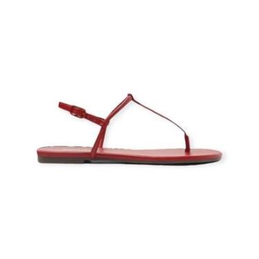Imagem de Sandalia Rasteira Feminina Anacapri Tiras Slim Vermelho-Feminino