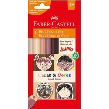 Imagem de Lapis De Cor Jumbo Caras E Cores 6 Tons De Pele - Faber Castell, color