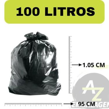 Imagem de Saco de Lixo Preto 100 Litros - Super Reforçado (5kg) - AZ, 100 litros