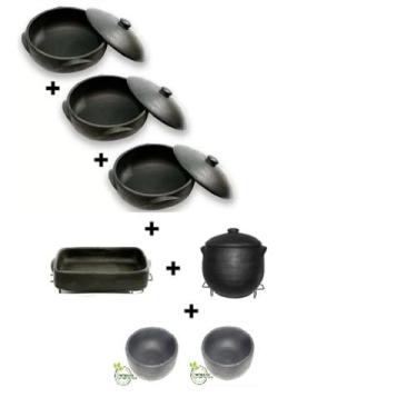 Imagem de Jogo De Panelas Barro 7 Peças Fogão Indução, A Gás + Cumbucas - ME Sol