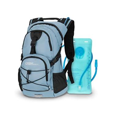 Imagem de Mochila de hidratação de 18 litros com bolsa de bexiga de água Hydro de 2 litros, mochila leve para ciclismo, caminhada, corrida, escalada, para homens, mulheres e crianças (azul)