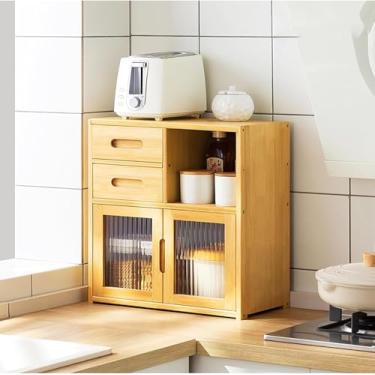 Imagem de Armário de armazenamento de mesa de cozinha armário de cozinha aparador bancada armário de armazenamento rack de cozinha armário de armazenamento de pratos multicamadas rack de armazenamento de