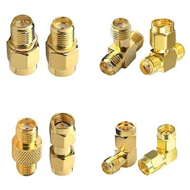 Imagem de Kit de conectores SMA Kaunosta 8 peças SMA macho fêmea conjunto de adaptador T tipo SMA fêmea 3 Way divisor SMA macho para SMA macho SMA fêmea ângulo direito conector coaxial para cabo de extensão de antena WiFi