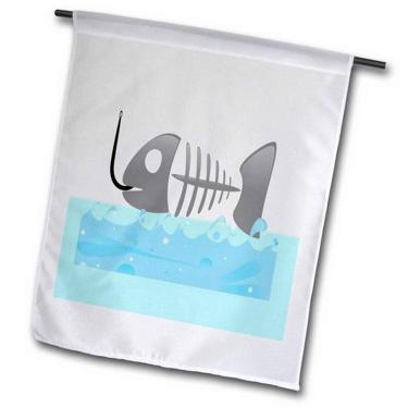 Imagem de 3dRose fl_212852_1 Impressão de peixe Skelton em marfim e água-marinha jardim, 30,48 x 45,72 cm