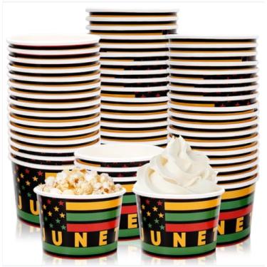 Imagem de Whaline 50 peças de copos de petisco para petisco vermelho verde amarelo tigelas de papel descartáveis 185 g 19 de junho tigela de sorvete para sobremesas, guloseimas do dia da liberdade, suprimentos