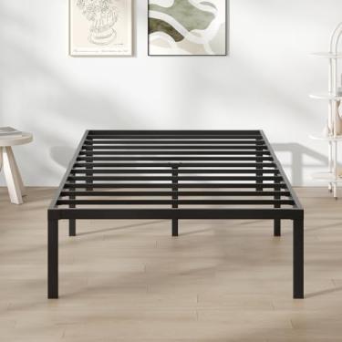 Imagem de Novilla Base de colchão de cama de solteiro plataforma de metal de 35 cm, estrutura de cama tamanho solteiro sem necessidade de mola, suporte de ripas de aço resistente, montagem fácil