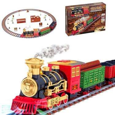 Imagem de Brinquedos de trem elétrico, conjunto de trem de Natal,Brinquedo de ferrovia elétrica de Natal com neblina - Conjunto de trilhos de trem movidos a bateria, trens modelo infantil para meninos e meninas