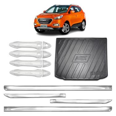 Imagem de Kit para Adaptável Para IX35 2010 2011 2012 2013 2014 2015 2016 2017 2018 2019 2020 2021 2022 Aplique Maçaneta 4 Portas Protetor de Porta-Malas Friso Lateral da Porta X-Treme.