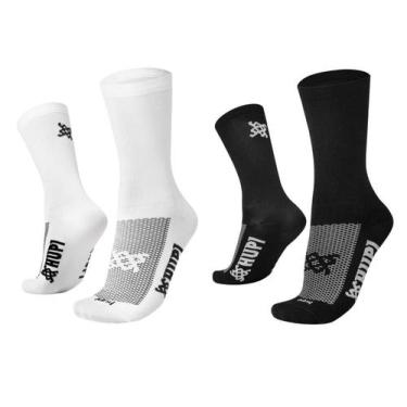 Imagem de Kit 02 Pares Meia HUPI Corrida Bike Lisa Cano Médio, Tam 36-42, Preto,