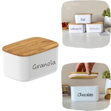 Imagem de Pote Hermético Tampa De Bambu Organizador Porta Mantimentos 650ml (Granola)