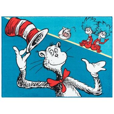 Imagem de Gertmenian Tapete infantil para sala de jogos, tapete Dr. Seuss Thing 1, decoração de quarto para meninos e meninas, vermelho e azul, 3x5 pequeno - 28026