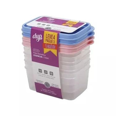 Imagem de Conjunto de 4 Potes Herméticos Retangular 250ml Leve 4 Pague 3 - Dup