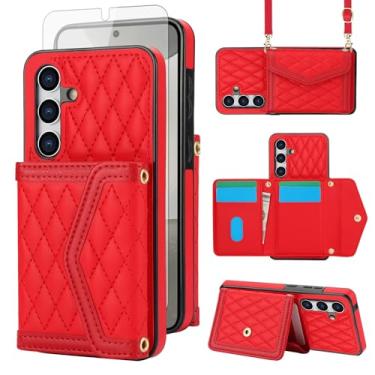 Imagem de Asuwish Capa para celular Samsung Galaxy A16 5G/4G carteira com protetor de tela de vidro temperado bloqueio RFID compartimento para cartão de crédito alça transversal suporte A 16 SM-A166U feminino