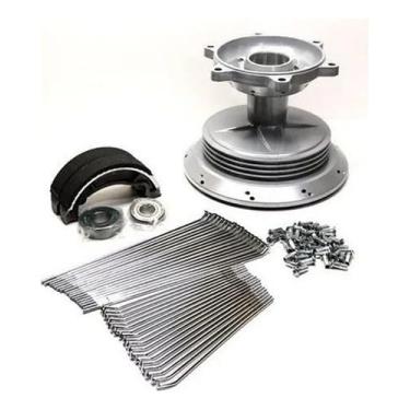 Imagem de Cubo Roda Traseiro Tornado com Raios 4mm + Rolamentos + Lona de Freio