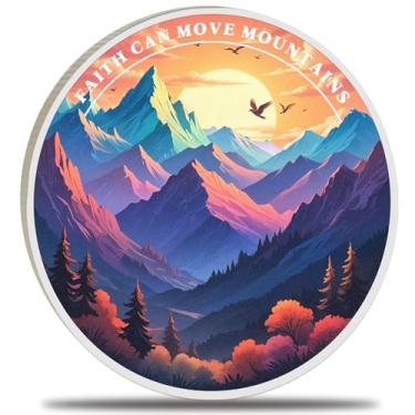 Imagem de Moeda do desafio Faith Can Move Mountains – símbolo de bolso cristão inspirador, medalhão de liga de zinco, moeda inspiradora do versículo da Bíblia – Presente motivacional das escrituras baseado em